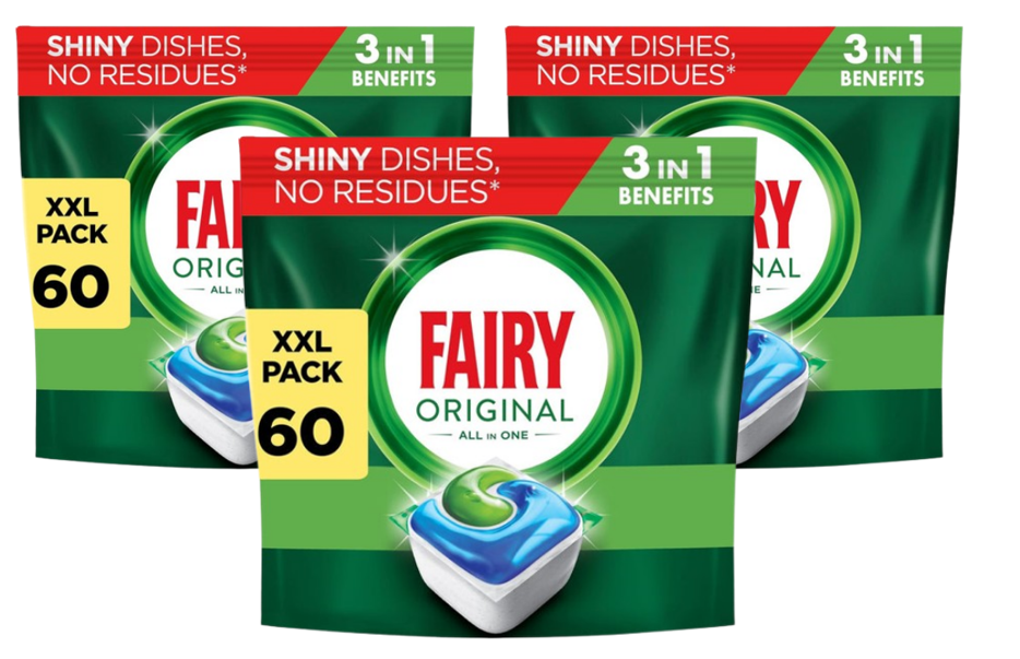 Fairy Dishwasher Tablets All in One Original 60's | 3 Pack Bundle {180's}