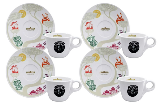New Lavazza Tierra Cappuccino Coffee Cup & Saucer 6oz/170ml | 4 Set Pack