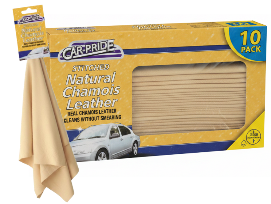 Carpride Natural Chamois Leather Cloth | 30cm x30cm | Stitched