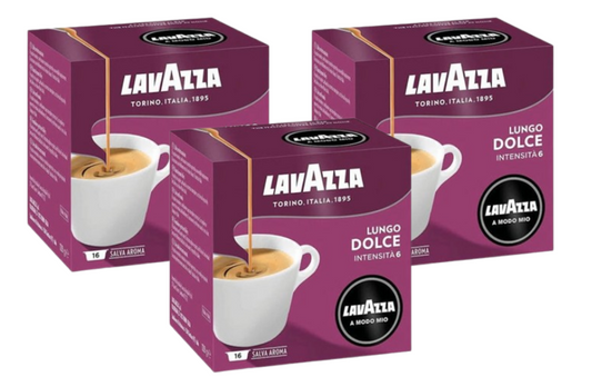 Lavazza A Modo Mio Lungo Dolce Eco Caps | 3 x 16's Bundle {48's}