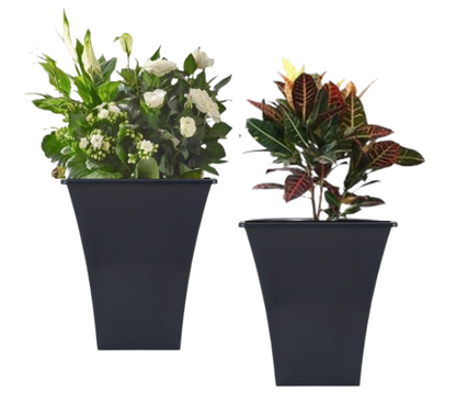 Wham Metallica 23cm Square Plastic Garden Planters |  Lightweight & Weather-Resistant | 2 Pack