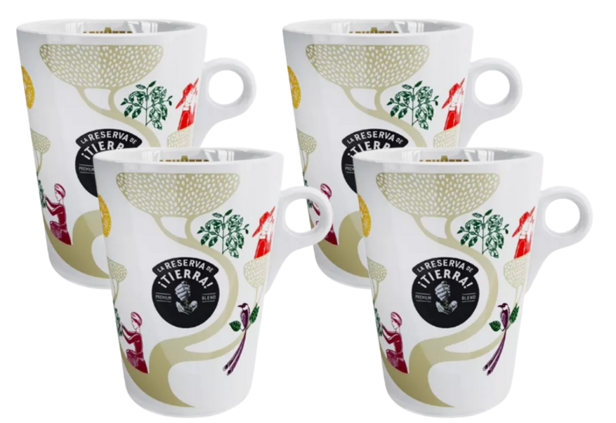 New Lavazza Tierra Coffee Mugs Cups | 10oz 280ml | Tassimo or Nespresso | 4 Pack