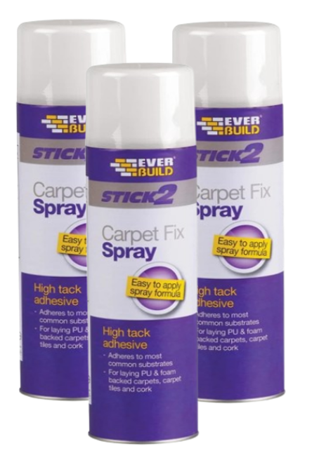 Everbuild Stick2 Carpet Fix Spray Adhesive | High Tack Spray | Foaming Formula | 3 x 500ml