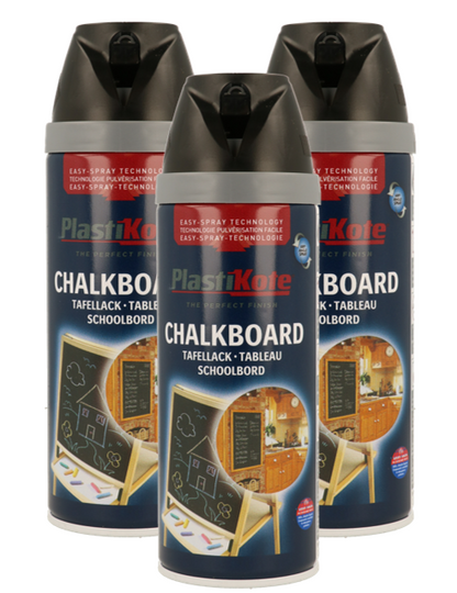 Plastikote Chalkboard Black Paint 400ml Twist and Spray Can | Renovate, Repair or Create a new surface | 3 Pack