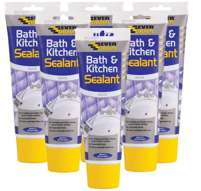 Everbuild Bath And Kitchen Acrylic Sealant | Anti Mould Formulation | White | 6 x 200ml Bundle (Copy)