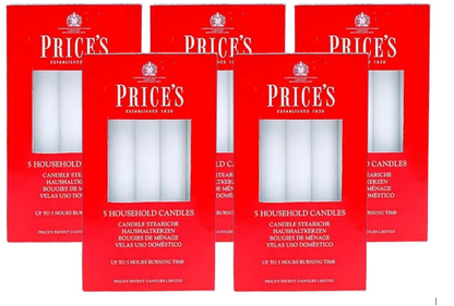 Prices Household Candles White 5 x Box