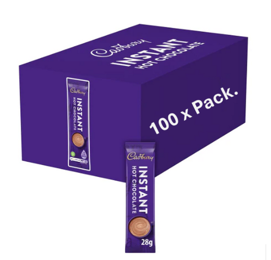 Cadbury Fairtrade Hot Chocolate Instant Sticks 28g | Add Water (Pack of 100)