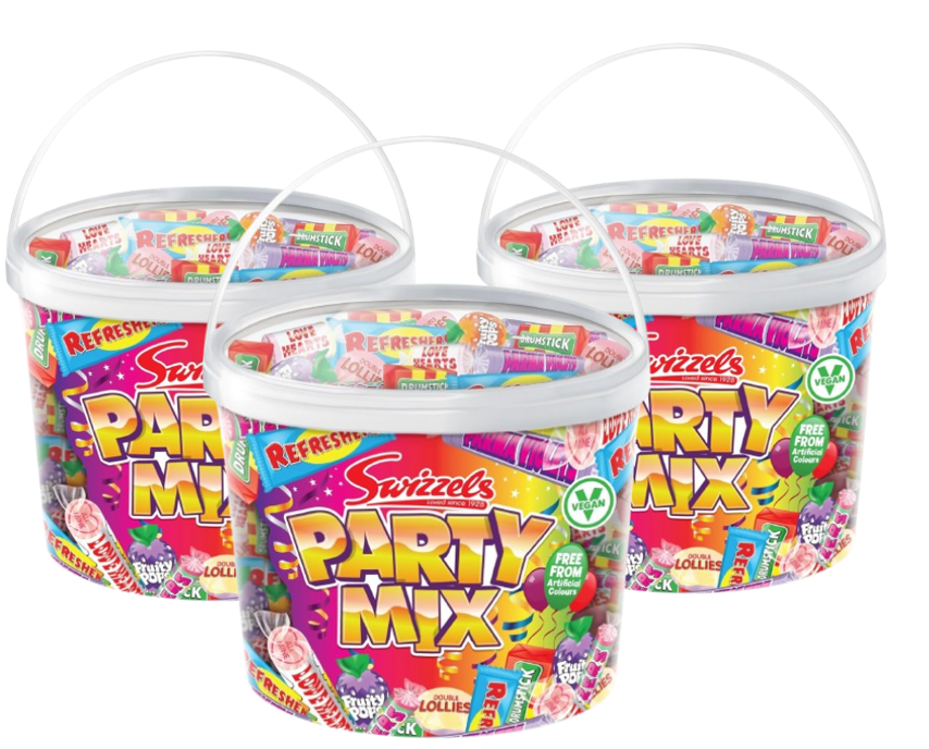 Swizzels Party Treats Large Sweets Tub A Large Assortment of Delicious and Fruity Sweets Lollies Perfect for Parties | 3 Pack Bundle
