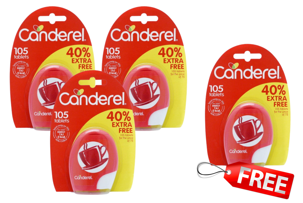 Canderel Low Calorie Sweetener 105 Tablets 3 x 105's PLUS 1 FREE