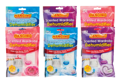 Scented Hanging Wardrobe Dehumidifier Bags Moisture Traps x 3