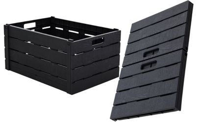 Strata Black Wood Effect Folding Crate 60 Litre