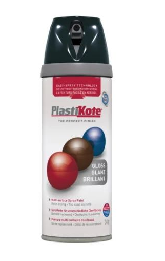 Plastikote Twist & Spray Paint Premium Gloss Black 400ml | Multi Surface Use