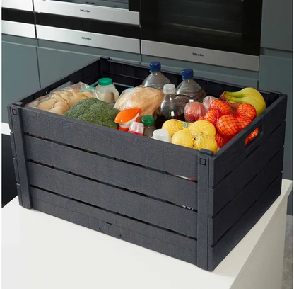 Strata Black Wood Effect Folding Crate 60 Litre