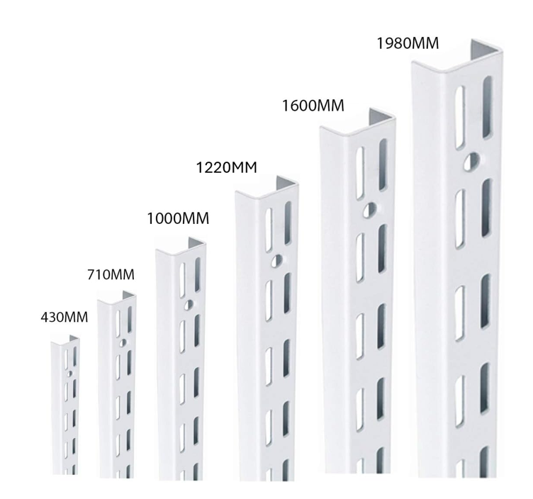 Fixtures Twin Slot Shelving WHITE Uprights All Sizes
