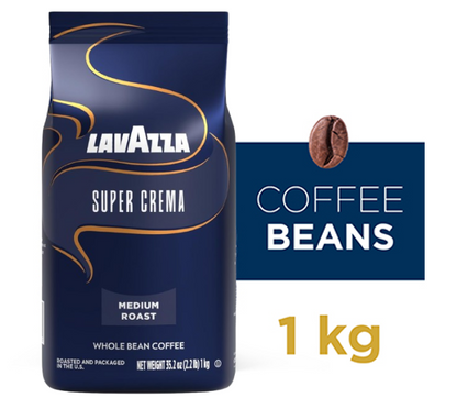 Lavazza Super Crema Whole Bean Espresso Coffee 1kg | Premium Roasted