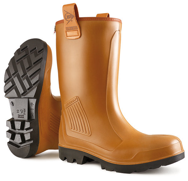 Dunlop Purofort Rigair Full Safety Unlined Rigger Bootss Tan 13