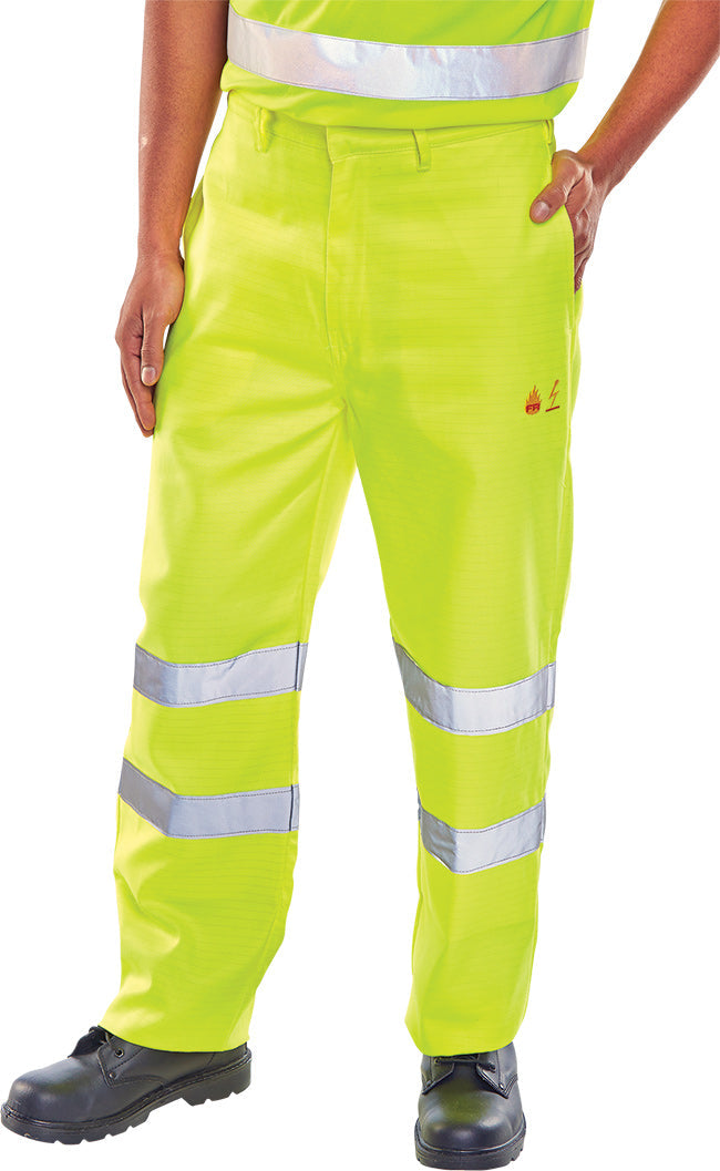 Beeswift Tesla Fire Retardant Hi-Vis Anti-Static Trousers - {ALL COLOURS / SIZES}