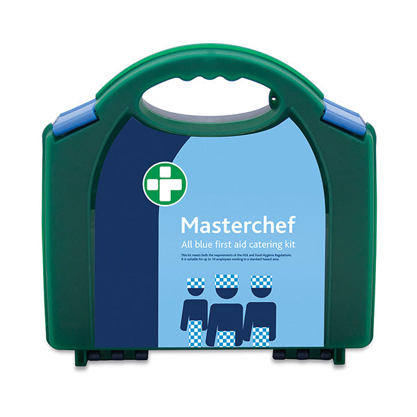 Masterchef 10 Person All Blue Catering First Aid Kit In Aura Box Green 500X250X460mm