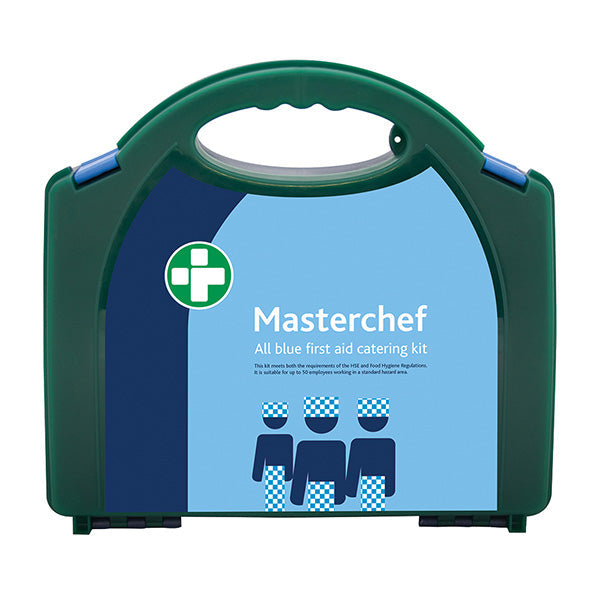 Masterchef 50 Person All Blue Catering First Aid Kit In Aura Box Green 550X320X550mm