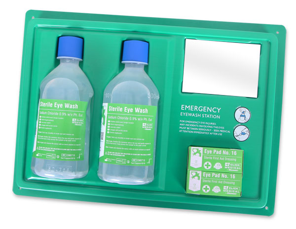 Click Medical Eyewash Station With 2X500ml Bottles Green