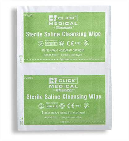 Click Medical Sterile Saline Wipes Box of 100
