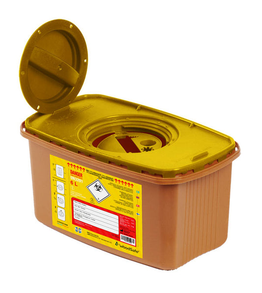 Woodsafe Sharps Bin Lid And Screw Fit Cap 6 Ltr