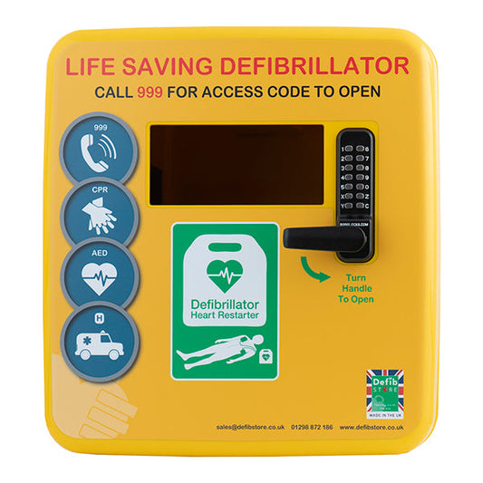 Click Medical Defibrillator Polycarbonate Cabinet With Lock Heater And Light Yellow