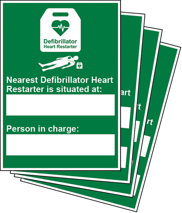 Click Medical Nearest Defibrillator Sign Rigid Plastic Green 20X30Cm