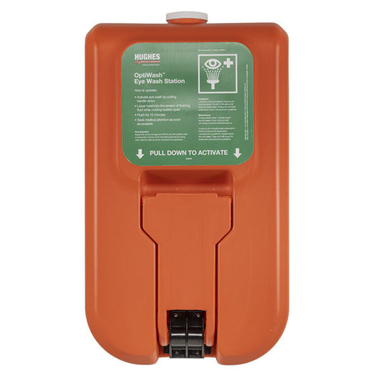 Click Medical Wall Mounted Self Contained Gravity Fed Eye Wash - 38 Ltr Orange 38Litre