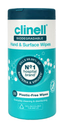 Clinell Biodegradable Hand And Surface Wipes Blue 235X160X172mm Box 6's