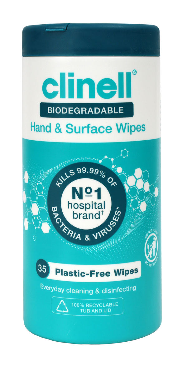 Clinell Biodegradable Hand And Surface Wipes Blue 235X160X172mm Box 6's