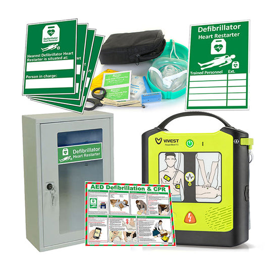 Vivest Power Beat Semi Automatic Defibrillator Indoor Cabinet Package Green