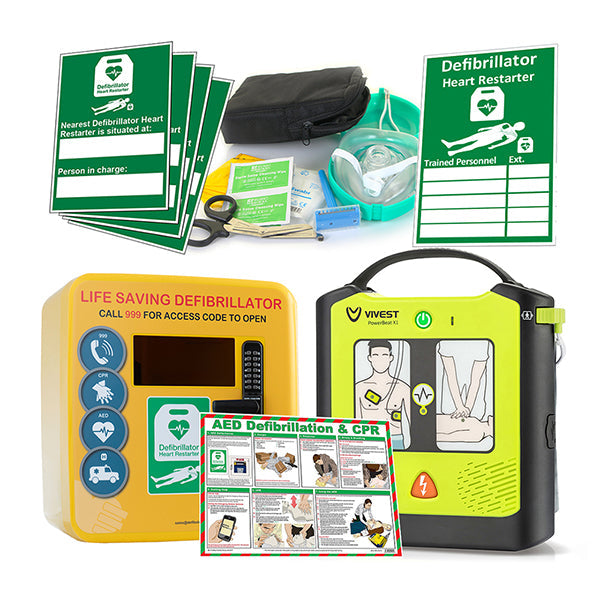 Vivest Power Beat Semi Automatic Defibrillator Outdoor Cabinet Package Green