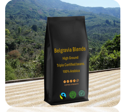 Belgravia High-Ground Blend 1kg Fairtrade/Organic & Rainforest Alliance Certified Coffee Beans, 100% Arabica