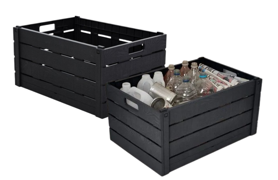 Strata Black Wood Effect Folding Crate 60 Litre