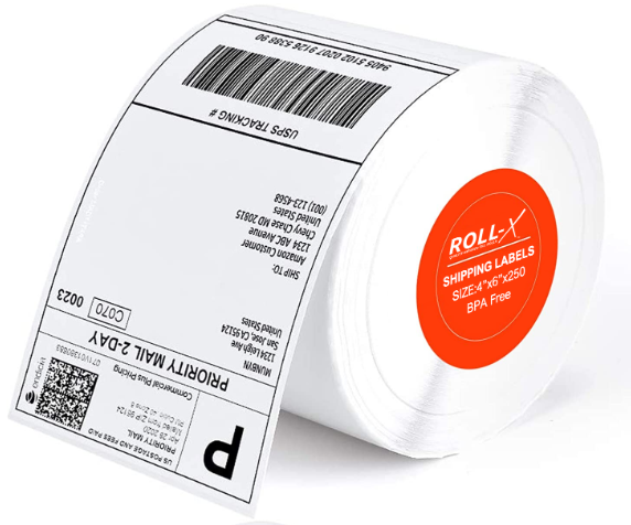 Roll-X Thermal Shipping Labels for Zebra Printer 6x4inch 250 Per Roll