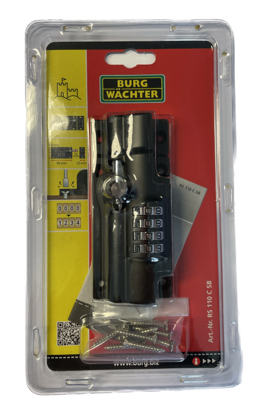 Burg Wachter CLB110BK 110mm 4 Combination Locking Bolt {3-Pack}