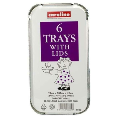 Caroline Foil Tray & Lid 23oz Pack 6's {6 - 144 Trays & Lids} (1002)