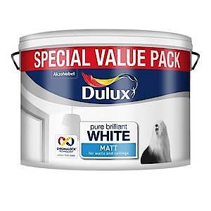 Dulux Matt Emulsion Paint for Walls and Ceilings - Pure Brilliant White 10L