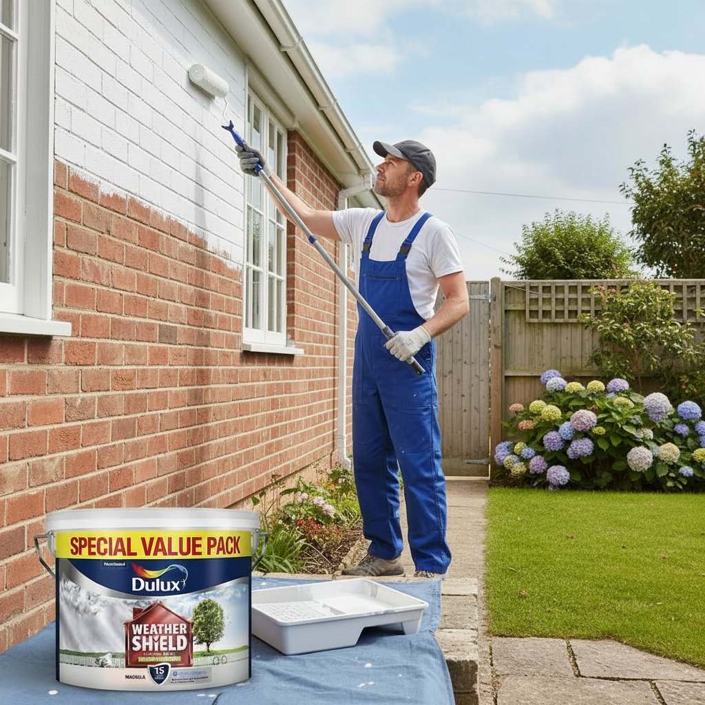 Dulux Weathershield Smooth White Masonry Paint | Acrylic Paint | 1 x 7.5L