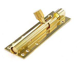 Brass doorbolt hvy 1½"wide100mm