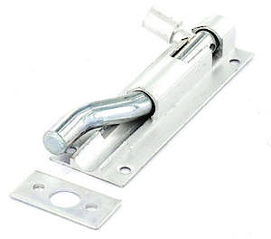 Securit S1558 Aluminium Necked Door Bolt 1" Wide - 100Mm - Silver