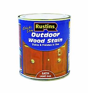 Rustins Quick Dry Outdoor Wood Stain Satin Light Oak 250Ml