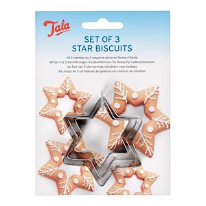 Tala Stainless Steel Star Design Cookie Cutters, Set Of 3 Cutters In Different Sizes