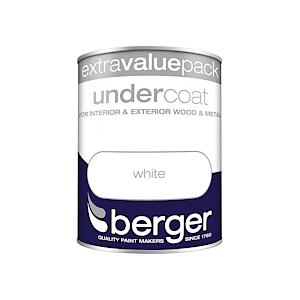 Berger White Undercoat Paint 1.25L | Interior and Exterior Undercoat for Wood and Metal