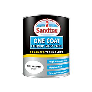 Sandtex One Coat Exterior Gloss Paint 750Ml Brilliant White