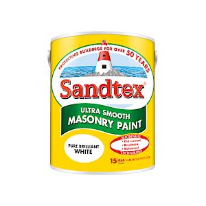 Sandtex Microseal | Smooth Masonry Paint | Pure Brilliant White | 5 Litre