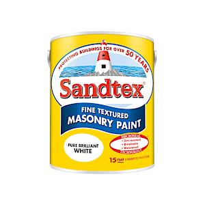 SANDTEX MICROSEAL FINE TEXTD PURE BRILLIANT WHITE MASONRY PAINT 5 LITRE