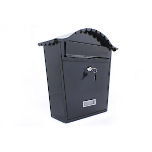 Burg-Wachter Black Classic Wall Mounted Galvanised Steel Lockable Weatherproof Post Box