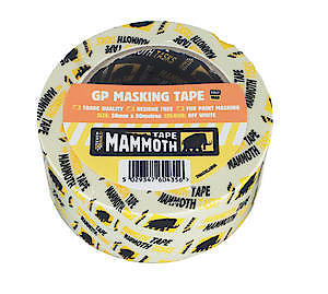 Everbuild Mammoth General Purpose Trade Quality Masking Tape - Off White - 38mm x 50m {6 Pack}